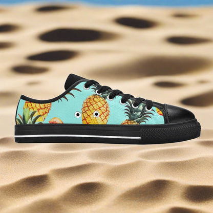 Custom Men's Pineapples Please high-top canvas shoes with bold all-over art — Freaky Shoes