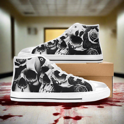 Grey Skulls & Roses Women - Freaky Shoes®