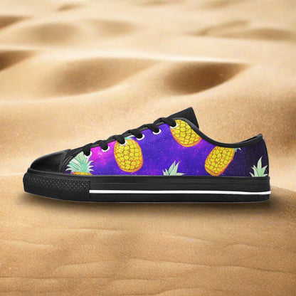 Women's Galaxy Pineapples high-top canvas shoes, custom full-wrap printed design — Freaky Shoes