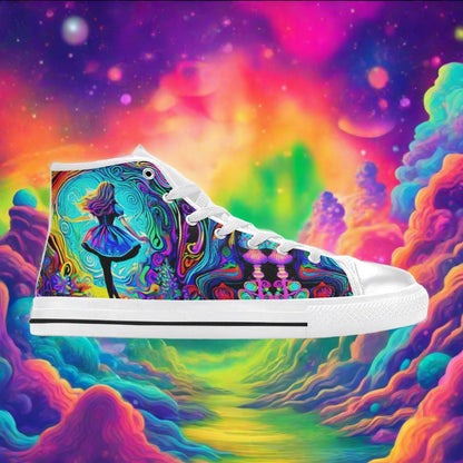 Wolf Moon Galaxy Silver Blue Cosmic Bold Art - Freaky Shoes