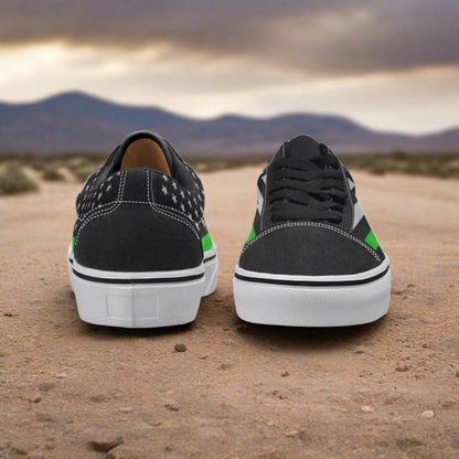 Custom Women's Thin Green Line Flag Themed Sneakers1 low-top canvas shoes with bold all-over art — Freaky Shoes