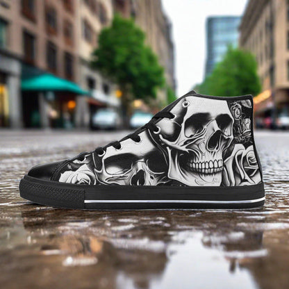 Grey Skulls & Roses Women - Freaky Shoes®