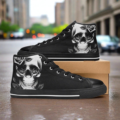 Grey Skull & Roses Men - Freaky Shoes®
