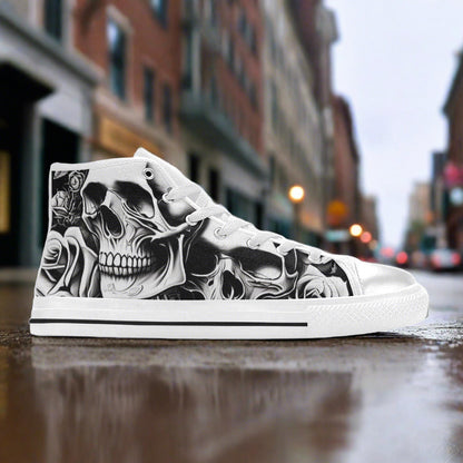 Freaky Shoes® Grey Skulls & Roses Men - Freaky Shoes®