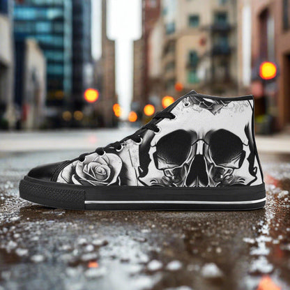 Grey Skull & Rose Women - Freaky Shoes®
