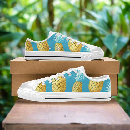 Custom Men's Cool Pineapples high-top canvas shoes with bold all-over art — Freaky Shoes