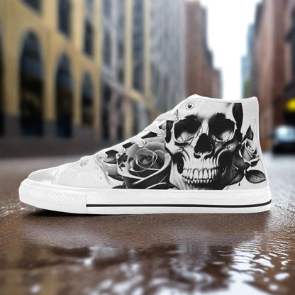 Grey Skull & Roses Men - Freaky Shoes®