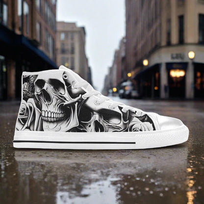 Freaky Shoes® Grey Skulls & Roses Women - Freaky Shoes®