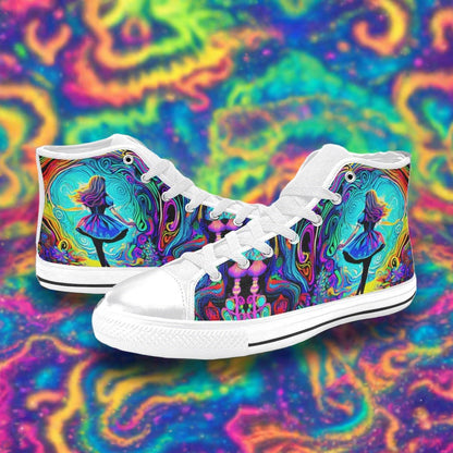Wolf Moon Galaxy Silver Blue Cosmic Bold Art - Freaky Shoes