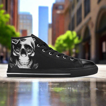 Grey Skull & Roses Women - Freaky Shoes®
