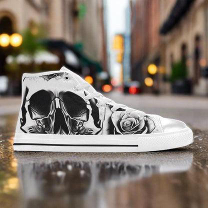 Grey Skull & Rose Women - Freaky Shoes®