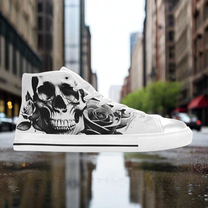 Grey Skull & Roses Men - Freaky Shoes®