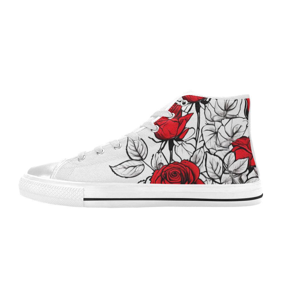 Red Roses Pen & Ink Style Men - Freaky Shoes®