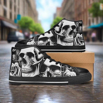Grey Skulls & Roses Women - Freaky Shoes®