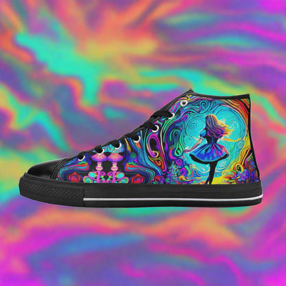 Sugar Skull Witch Moon Purple Gold Bold Art - Freaky Shoes