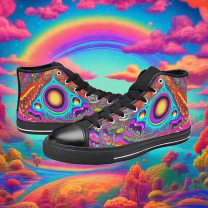 Starry Night Mandala Gold Blue Cosmic Bold Art - Freaky Shoes