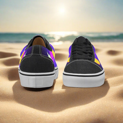 Custom Men's Galaxy Pineapples low-top canvas shoes with bold all-over art — Freaky Shoes