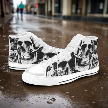 Freaky Shoes® Grey Skulls & Roses Men - Freaky Shoes®