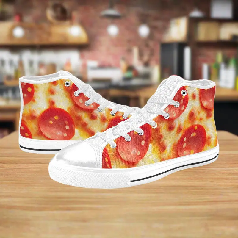 Pepperoni Pizza Cheese Closeup Women - Freaky Shoes®