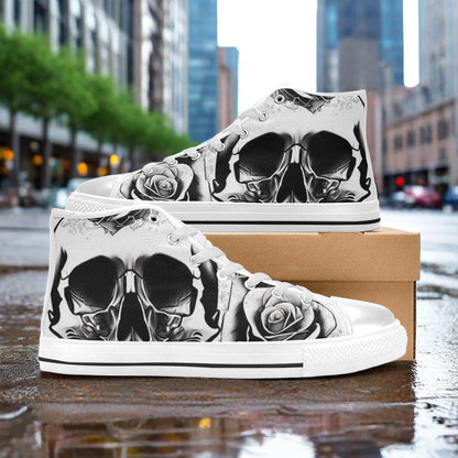 Grey Skull & Rose Women - Freaky Shoes®