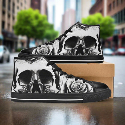 Grey Skull & Rose Women - Freaky Shoes®