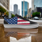 Red White Blue Flag Distressed Art Women’s Low Tops - 
